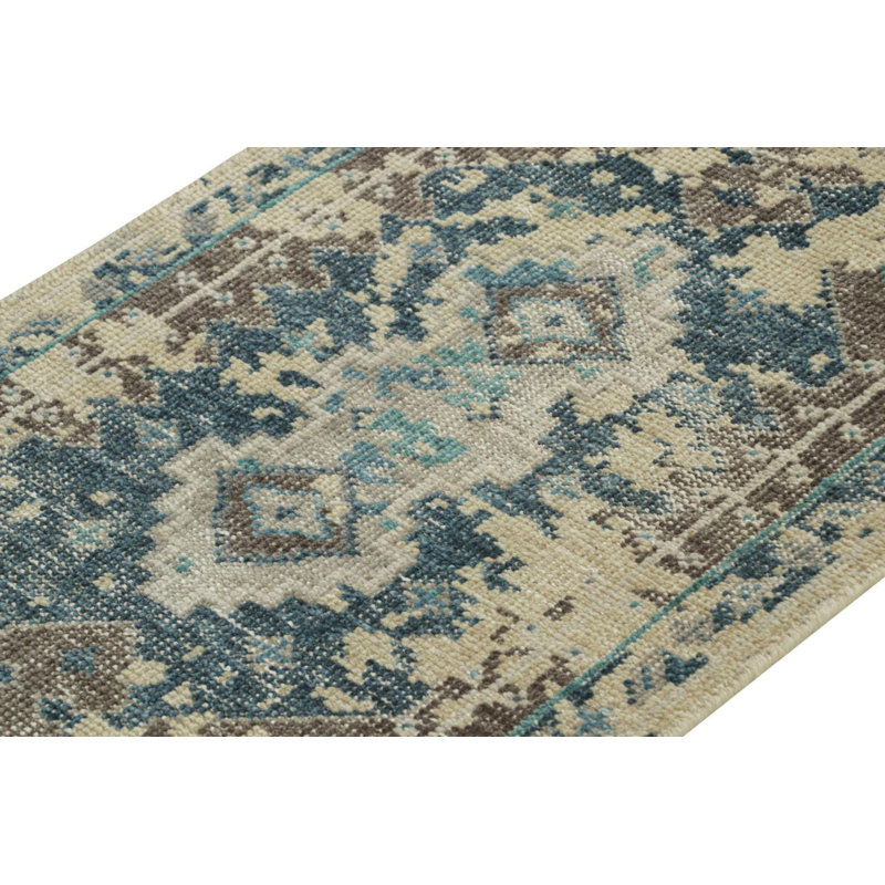 Distressed Homage Hand Knotted Wool Geometric Area Rug, Rectangle 10' x 14'