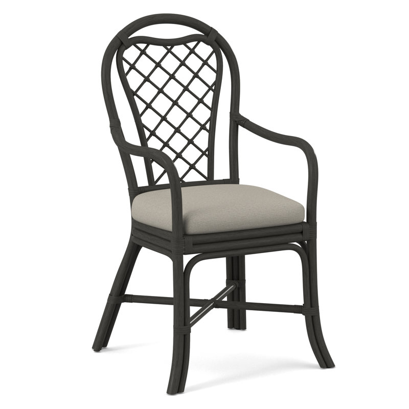 Trellis Dining Arm Chair, White Performance Fabric; 0851-94, Nickel