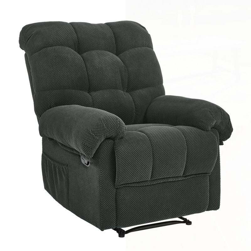 Ergonomic Soft Fabric Recliner With Padded Footrest, Perfect For Living Room And Home Theater Seating Comfort., Dark Gray