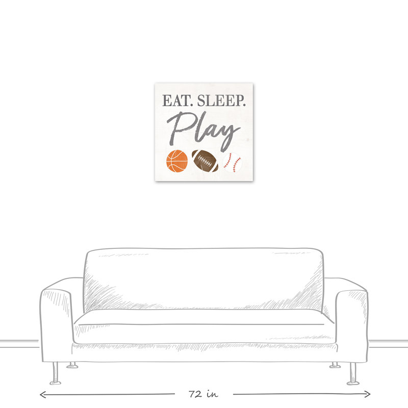Art sur toile pour les sports manger sleep play Poitier, H 16 po x l 16 po x P 1,25 po