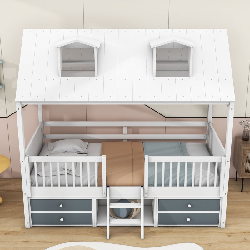 Lit pour enfant avec tiroirs Elderen, Simple, Blanc