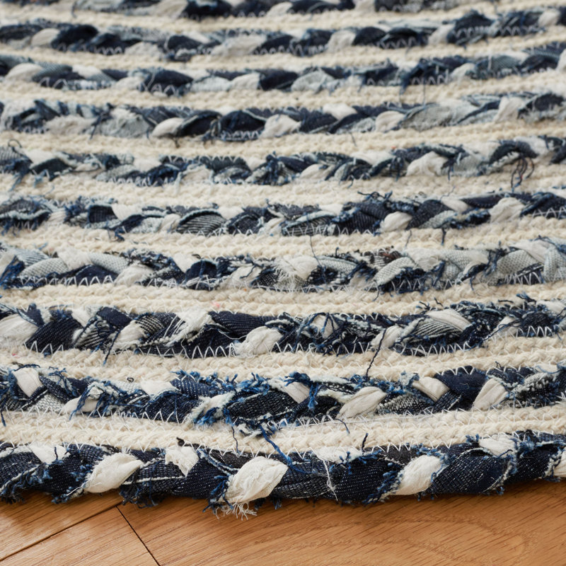 Nini Handmade Cotton Striped Rug, Round 4'