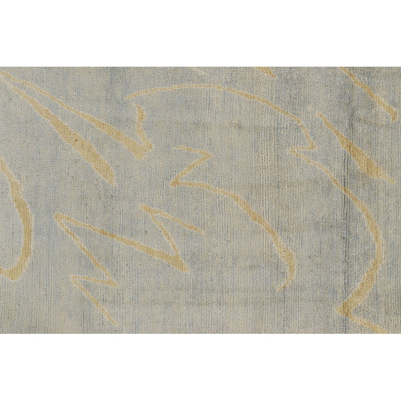 Rug & Kilim’S French Art Deco Style Rug In Blue With Yellow Geometric Patterns