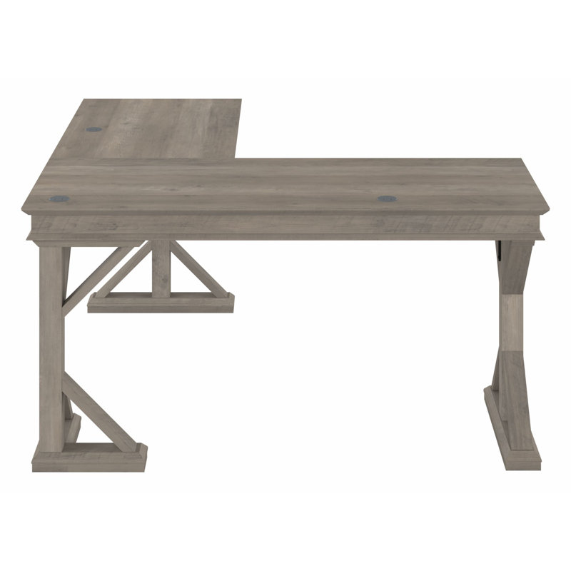 Ozro L-Shaped Writing Desk, Driftwood Gray