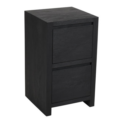Forand 2-drawer File Cabinet In Modern Graphite Black Finish On Reclaimed Solid Wood