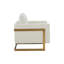Lozka - Fauteuil d'appoint contemporain en tissu crème et acier doré-1465970102