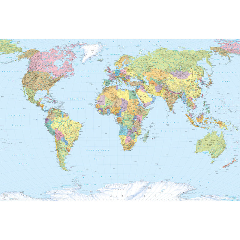 Murale carte du monde L 8,2 po x l 145,2 po Lawton