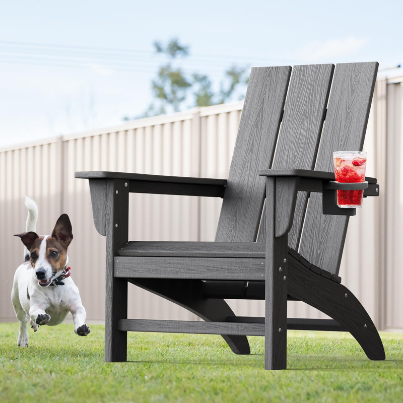 Adirondack Chair with Cup Holder, Slate Gray