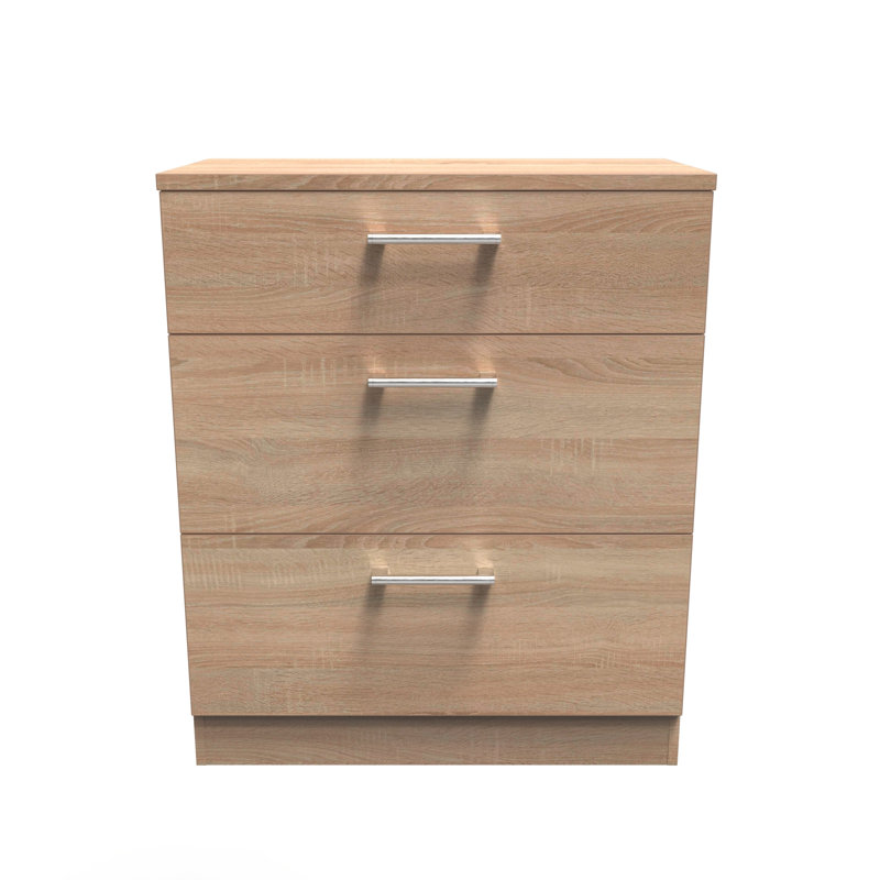 Fully Assembled Ingram 3 Drawer Chest, Bardolino Oak