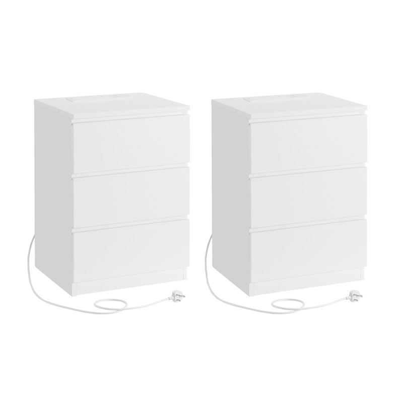 Rumena 40cm W Manufactured Wood Bedside Table, White