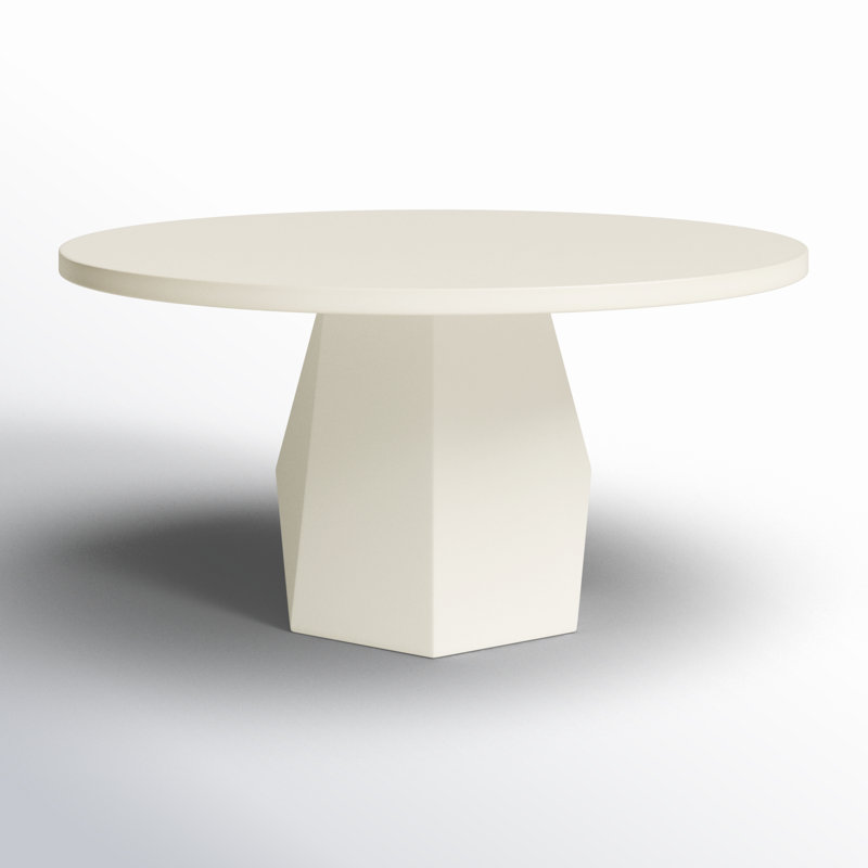 Schuller White Concrete Round Dining Table