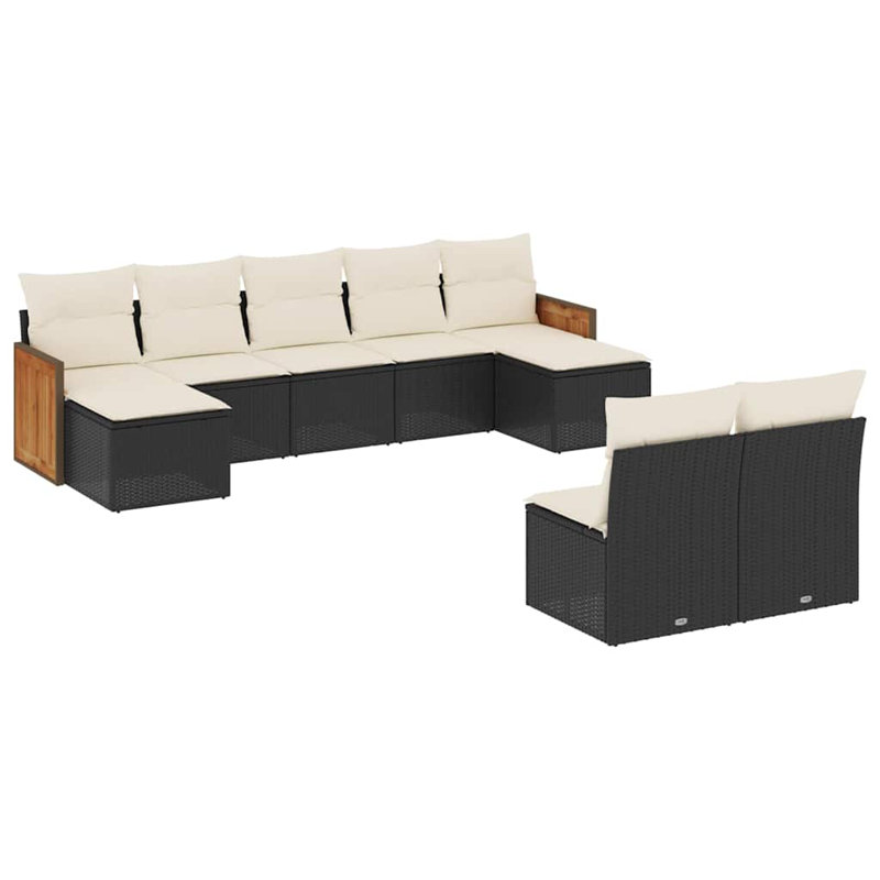 Vidaxl Garden Sofa Set Black Poly Rattan Modular Modular