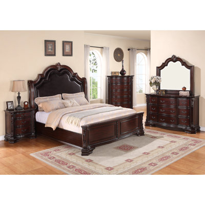 Swain Upholstered Panel Bedroom Set Special King 6 Piece: Bed, Dresser, Mirror, 2 Nightstands, Chest -  Bloomsbury Market, 355E0037047146F4A16AB6D639455E72