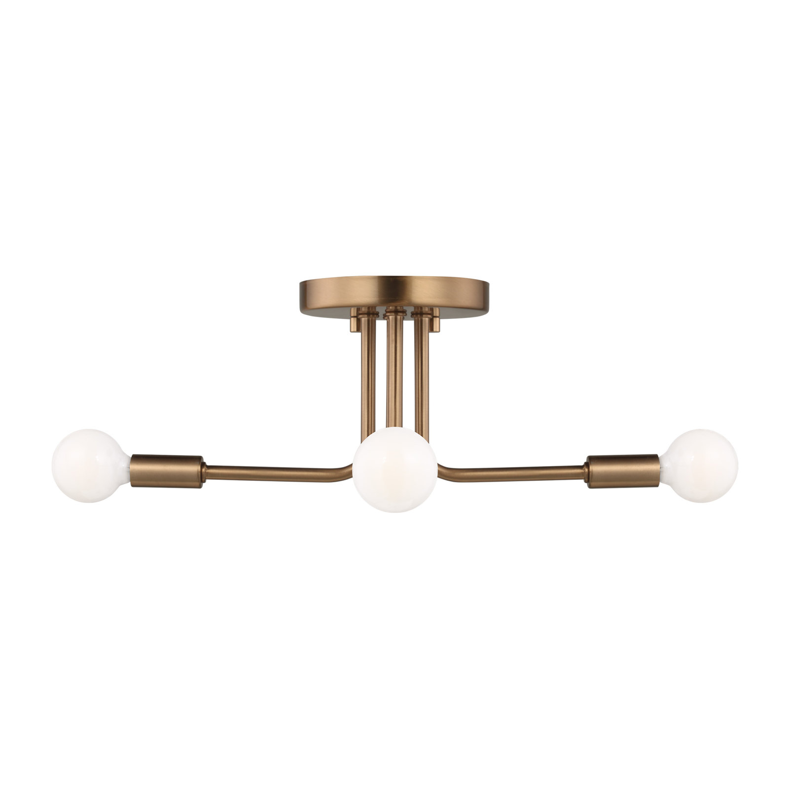 Nealey 4 Light Glass Semi Flush Mount, Satin Brass