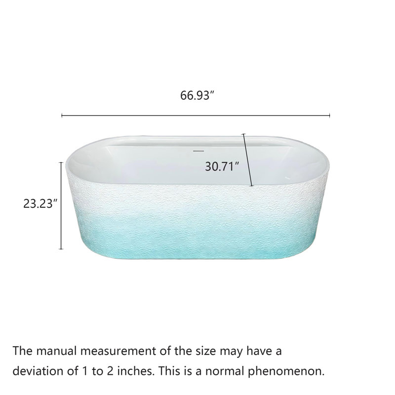 TB6096411049364TB&Size Freestanding Soaking Acrylic Bathtub, 23.23" H x 62.99" W x 30.71" D