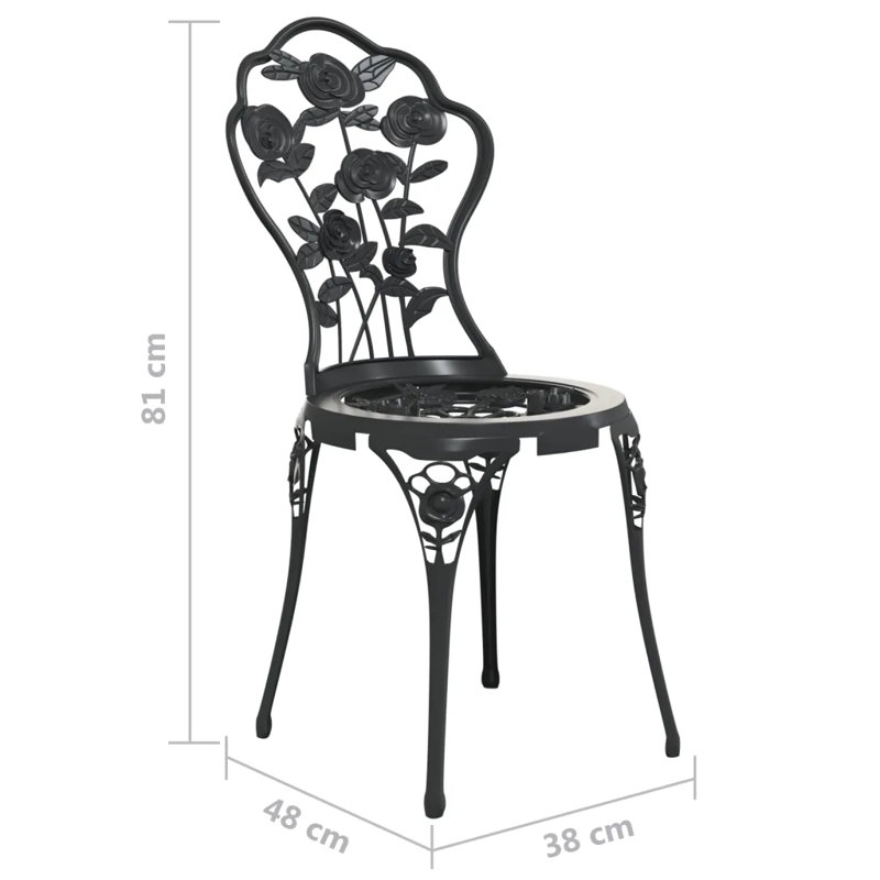 Barreto 3 Piece Bistro Set Cast Aluminium, Black