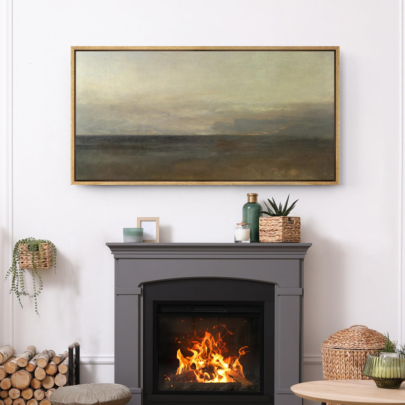 «Minimal Landscape Misty Seashore At Dusk Peaceful Beach Landscape», reproduction d'art sur toile, H 30 po x l 60 po, Naturel