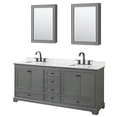 Deborah 80'' Double Bathroom Vanity with Marble Top