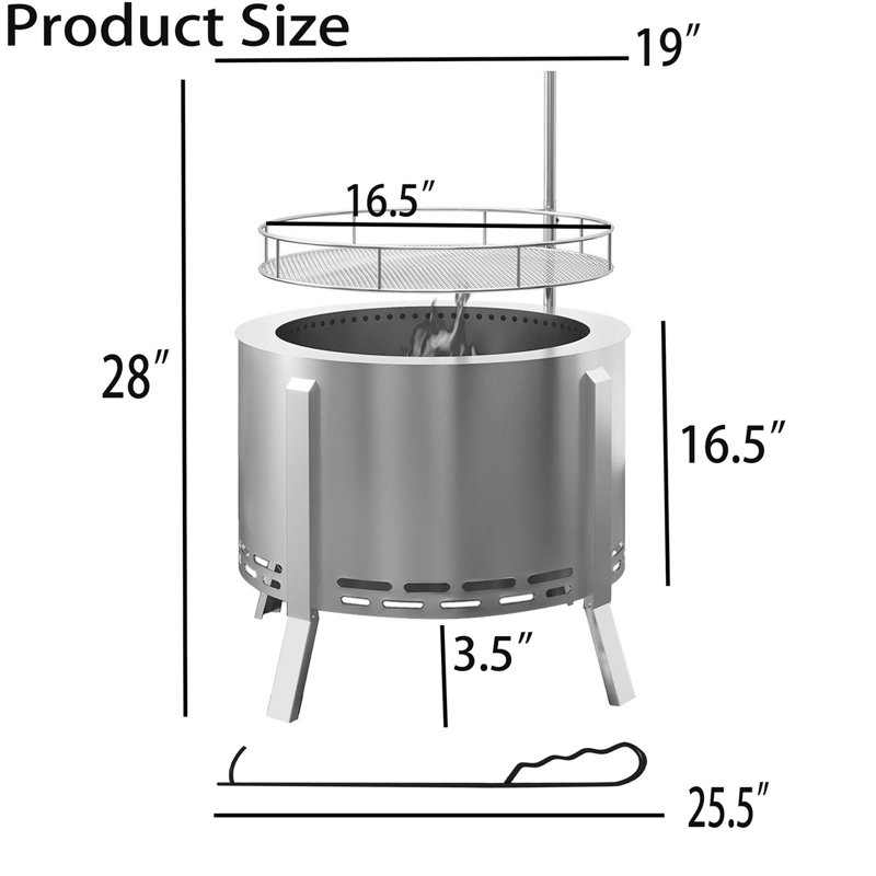 TONWIN 19'' W Portable Charcoal Grill, Brown