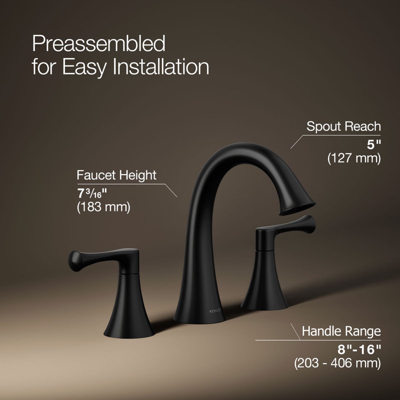 Buckley Widespread Bathroom Sink Faucet, 1.2 Gpm, Matte Black, 1.2 GPM