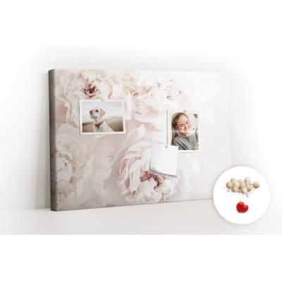 Wall Mounted cork board with print home decor message pin boards decorative bulletin board ideas Peony flowers