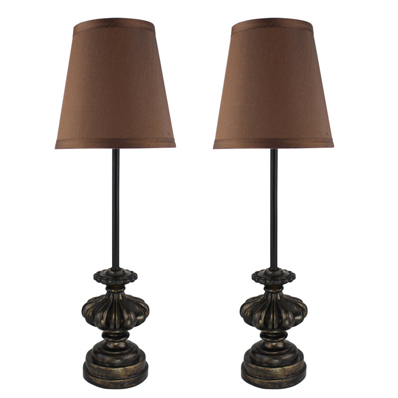 Ensemble de lampes de buffet 18 po Kempf, Base or brûlé / abat-jour chocolat