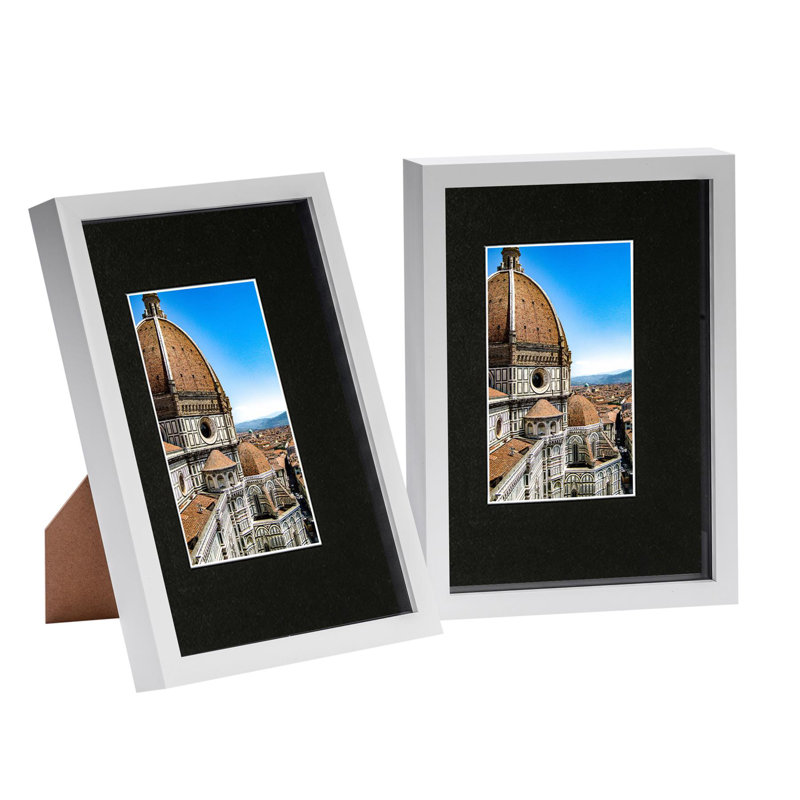 3D Shadow Box Frames with A5 Mount - A4 (8" x 12"), White/Black