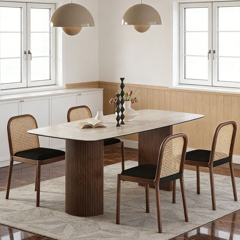 Hubbert, 5 Pieces: Table, 4 Chairs, 29.53" H x 55.12" W x 31.5" D