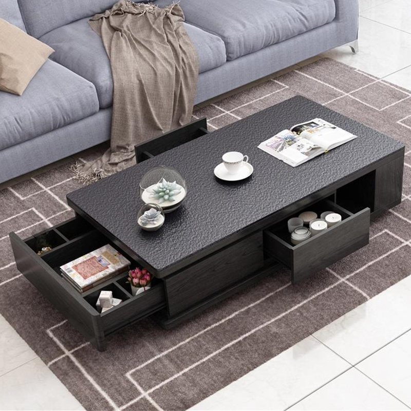 Table basse en pierre volcanique noire