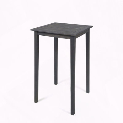 Acacia Wood Dark Gray Square Bar Table