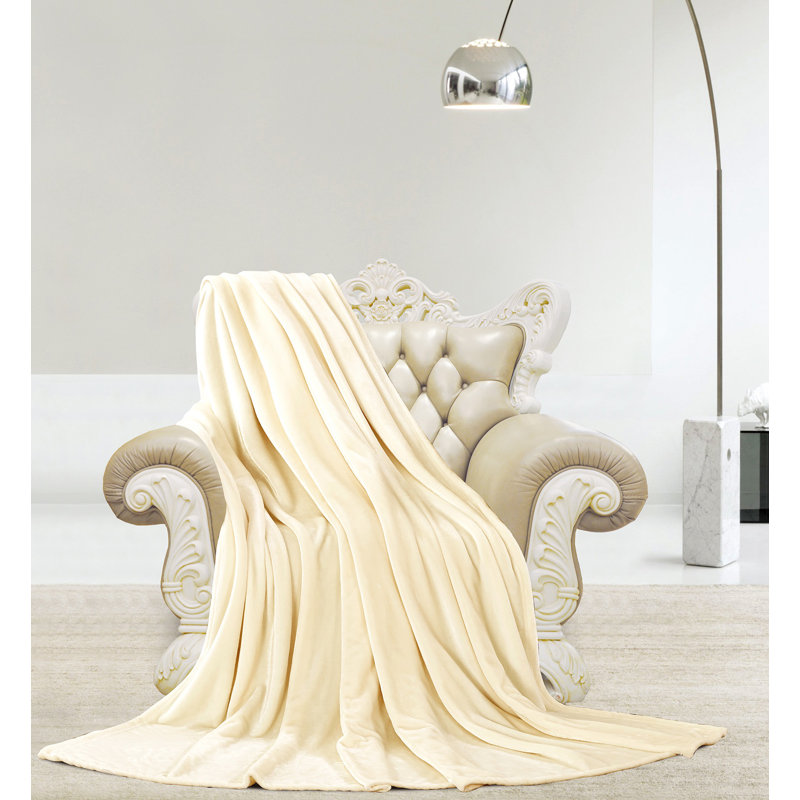  Couverture en velours brillant Microplush, Blanc cassé