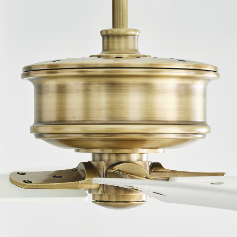 Downrod Ceiling Fan, Hand Rubbed Brass