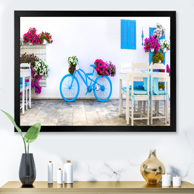 " Blue Old Bicycle With Flowers "
