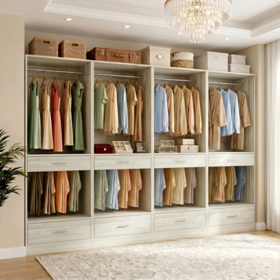 94.4“ Closet System Organizer With Hanging Area, Pants Rack & Drawer