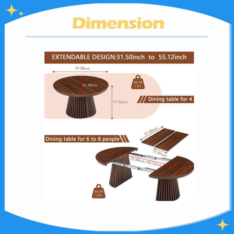 Table basse en bois ronde en bois, flexible et extensible, multifonctionnelle et peu encombrante, conception ovale à la mode et pieds de table à lattes, table à thé ou bureau, table de salon moderne