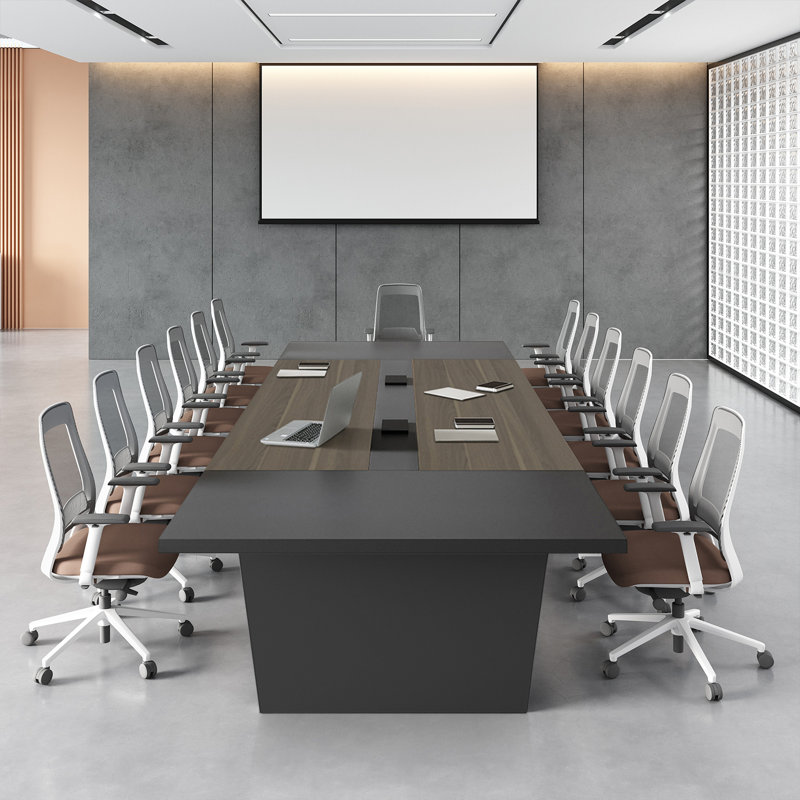 Modern Ergonomic Conference Table - Spacious, Durable, And Versatile Design, 29.53" H x 94.5" W x 47.2" D, Gray/Matte Black