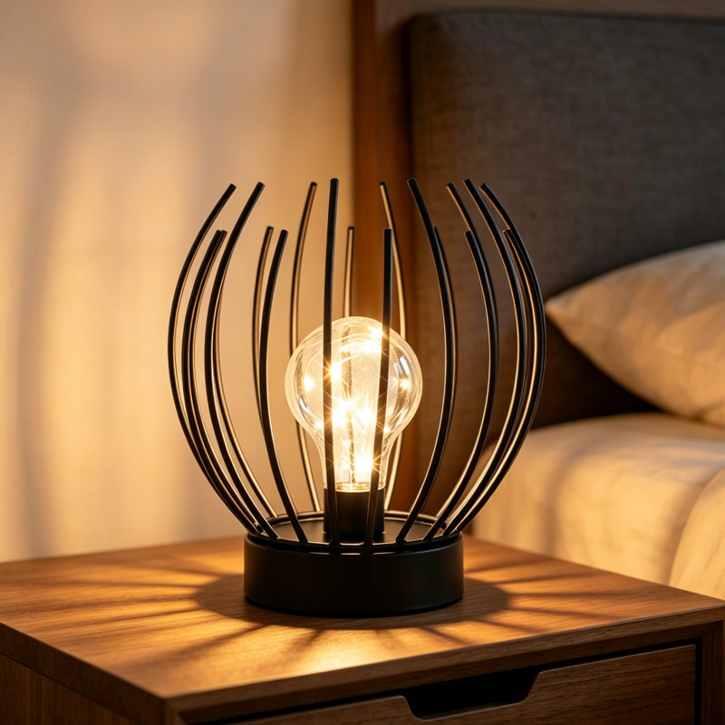 18.5cm Metal LED Battery Powered Table Lamp Indoor Outdoor Cordless Lantern Nightlight