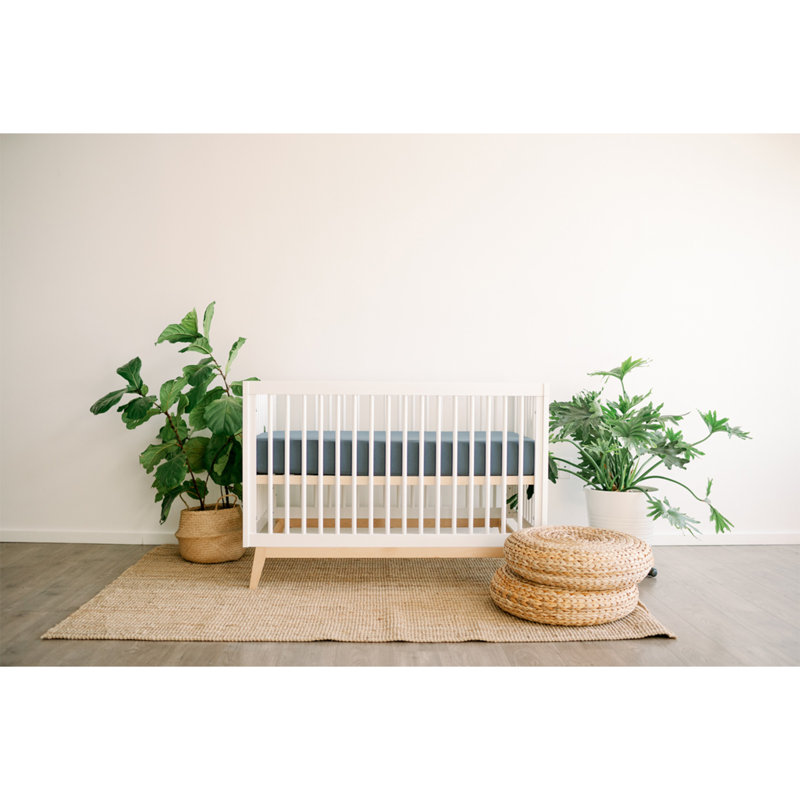 Goumikids Super Soft Bamboo Cotton Standard Fitted Baby Crib Sheet, Navy