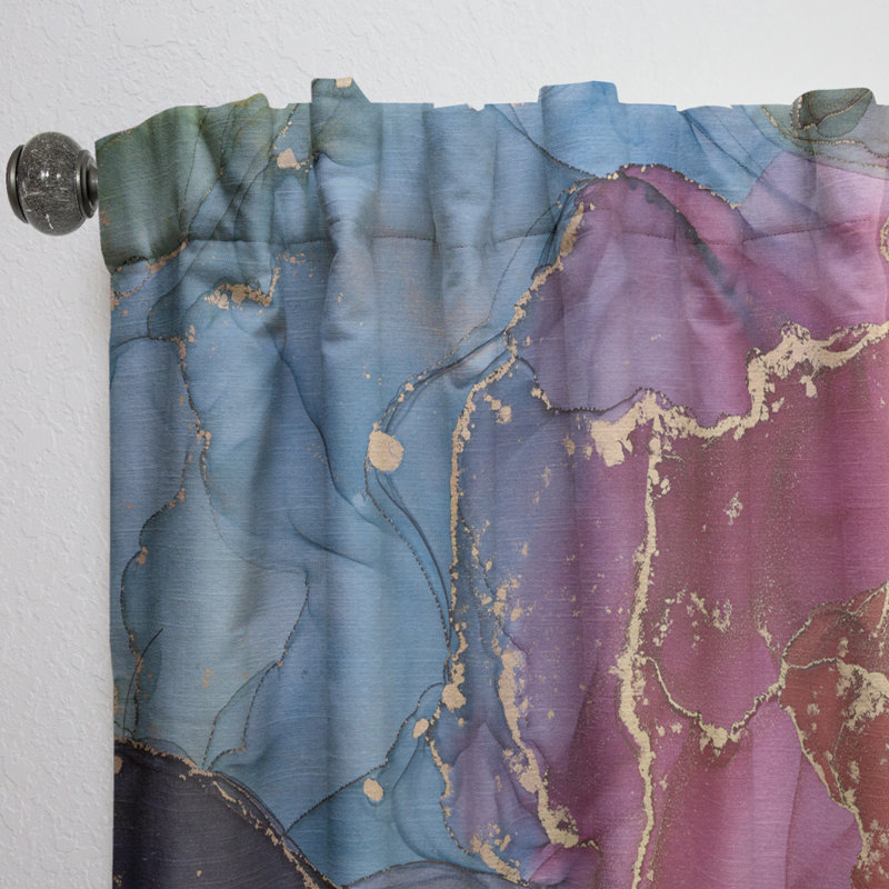 Mauve et bleu liquide Art II - rideau moderne - velours obscurcissant - 1 panneau