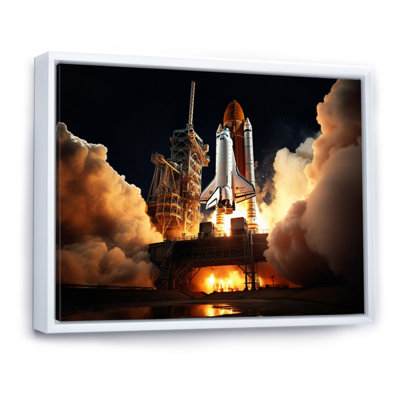 Space Shuttle Captivating Night Launch II - Space Shuttle Canvas Art Print