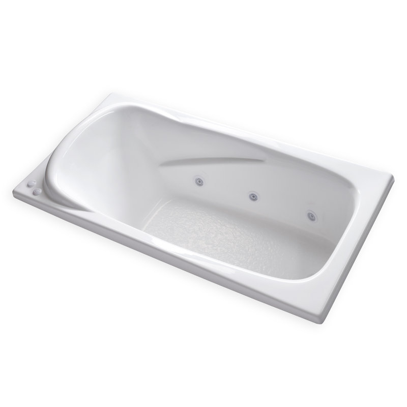 72'' x 36'' Drop-In Whirlpool Acrylic Bathtub, Right