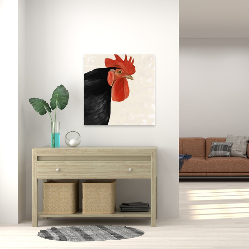 Toile de poule noire | Art animalier de ferme pour la décoration intérieure