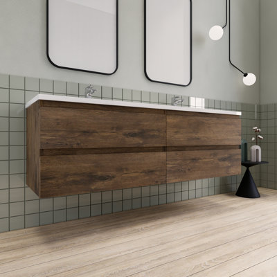 Meuble-lavabo double flottant 72 po Alcester Ivy Bronx
