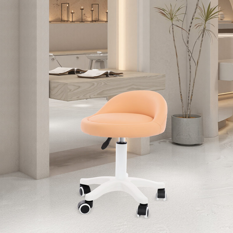 Tabouret de bureau réglable à roulettes, Orange