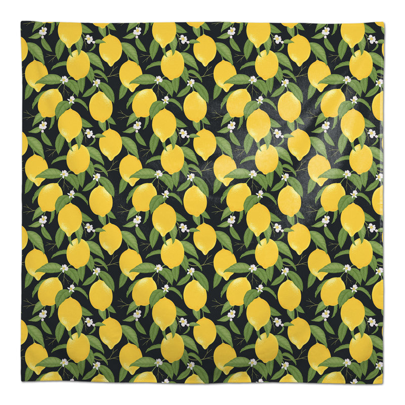 Lemon Pattern Black 2 Tablecloth, Black