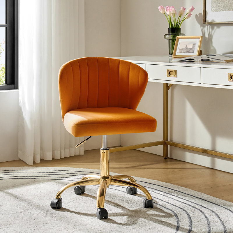 Chaise de travail ergonomique avec dossier capitonné Alice, Orange