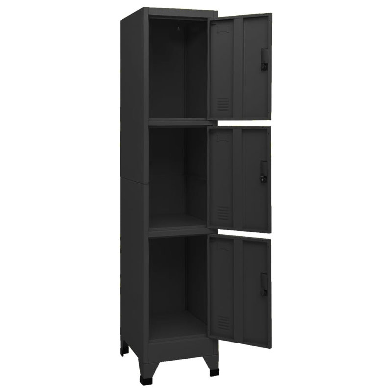 Wafford Metal 1 - Tier 38cm School Locker with Key, Black