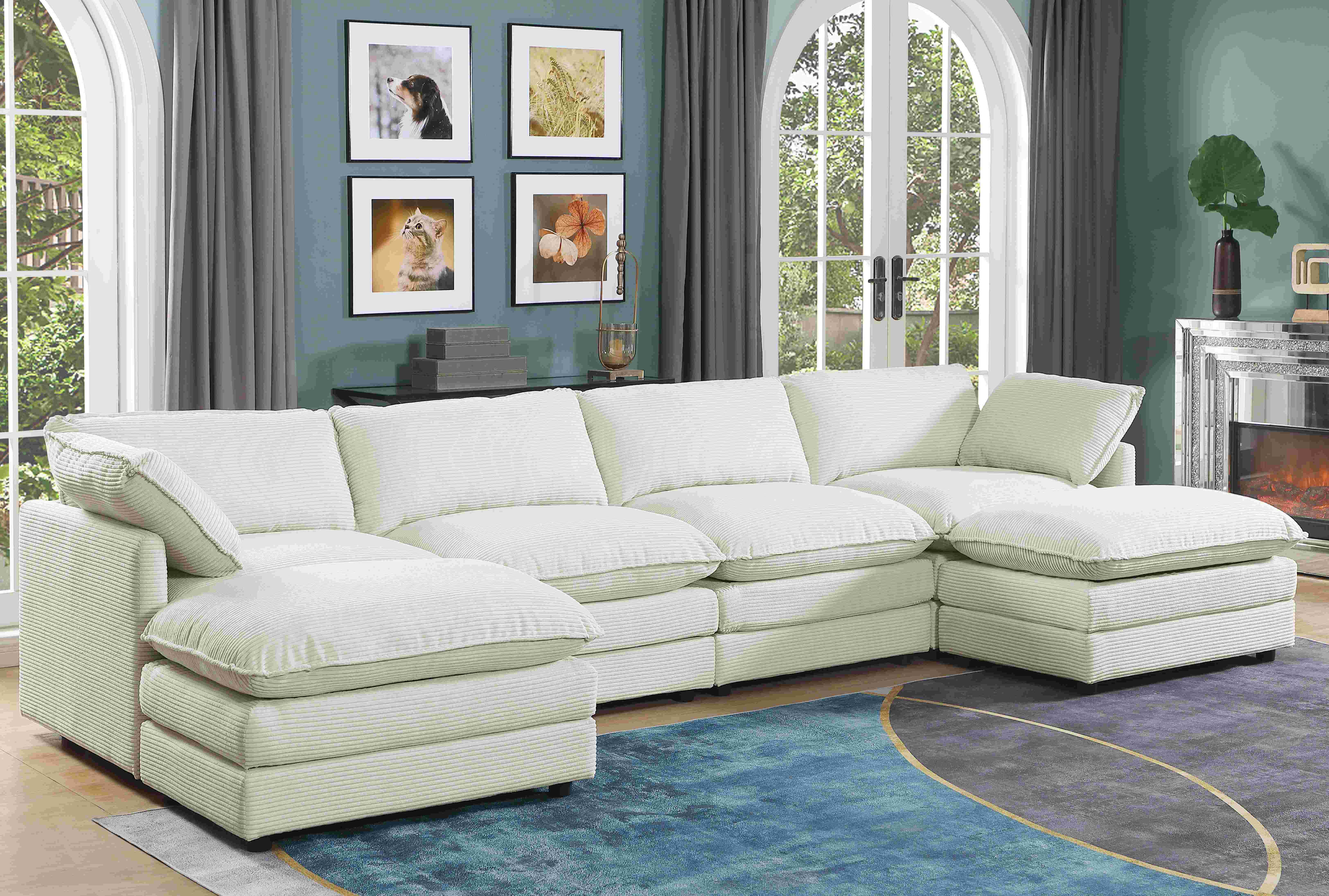 Latitude Run® 6 - Piece Corduroy Sectional Sofa With Removable Ottoman ...