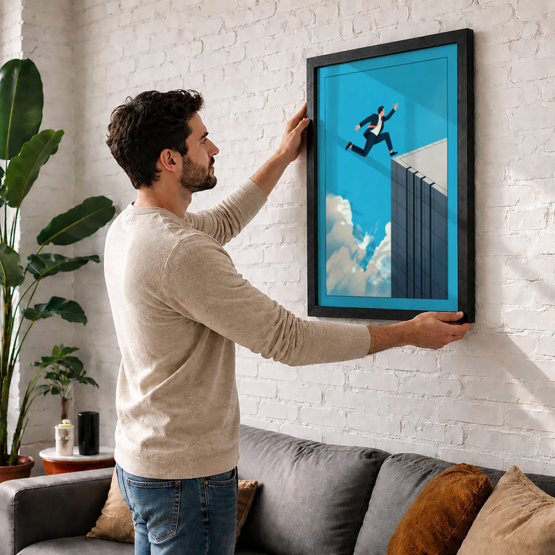 Leap of Faith Modern - Framed Print, A2 - 59.4 x 42.0 cm, White