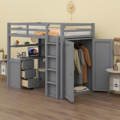 Jarrison Kids Twin Loft Bed with Drawers by Harriet Bee